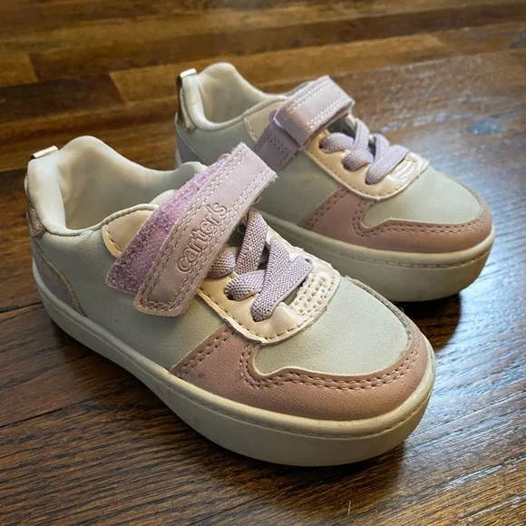 Carter's- toddler size 6 skater shoe unisex Blush Cream Kid Sneakers Miriam baby - Picture 2 of 16